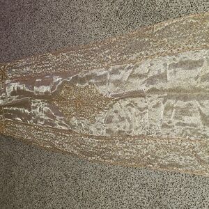 Three Hands Moroccan Vibe Elegant Champagne Sheer Scarf / Table Runner
